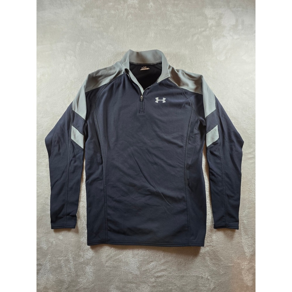 Under Armour Base Layer Quarter Zip XL Black Grey Long Sleeve Pullover *Read